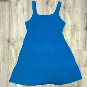 Fashion Bug Turquoise Blue Sleeveless Midi Tiered Dress 100% Cotton Size 1X